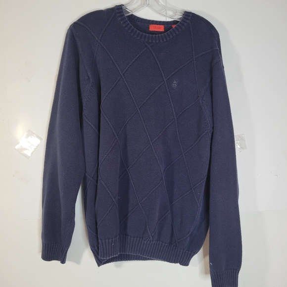 Mens Izod 100% Cotton Navy on Navy Diamond pattern Sweater Size Large - Picture 1 of 10